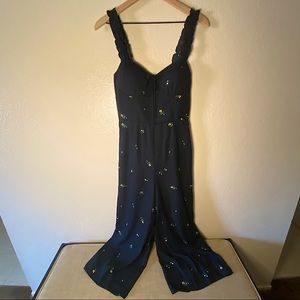 Navy Blue Romper with Petite Flowers